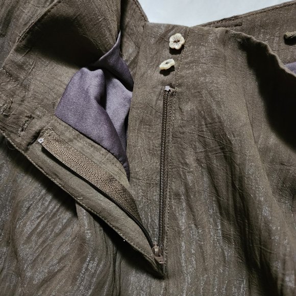 Solola Army Green Crinkle Tencel High Rise Wide Leg Pants - Picture 5 of 7